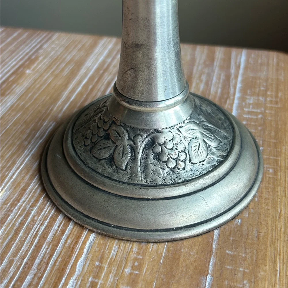 Vintage Pottery Barn Vine Silver Pewter Taper Pillar Candle Holder 10